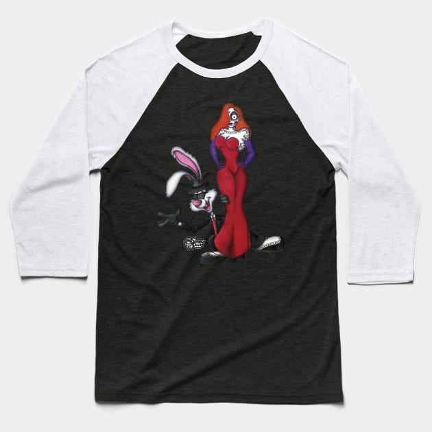 Jessica and Roger Rabbit Baseball T-Shirt by The Art of Sammy Ruiz